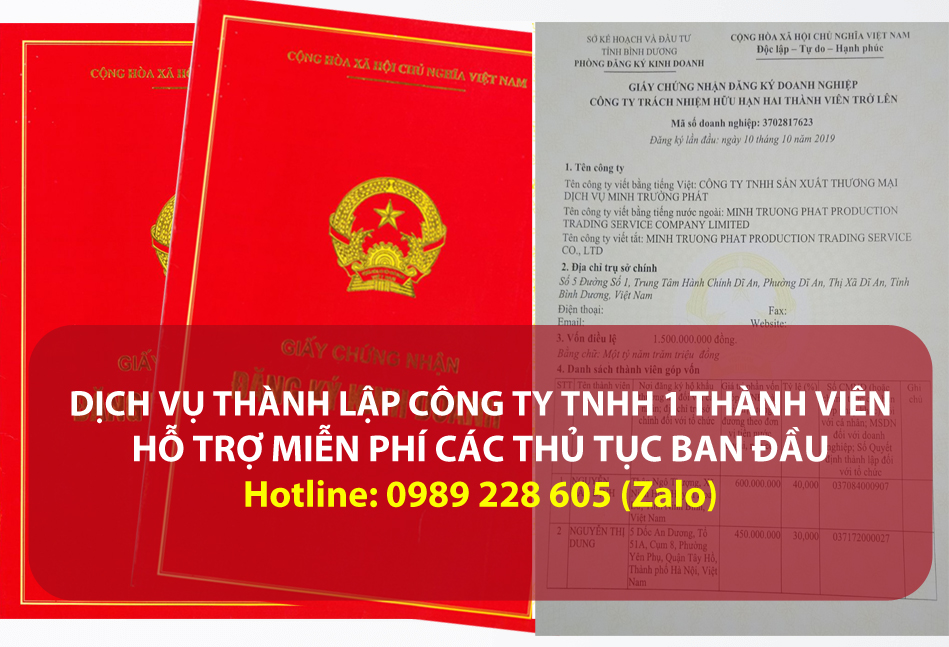 Dịch vụ thành lập công ty TNHH 1 thành viên